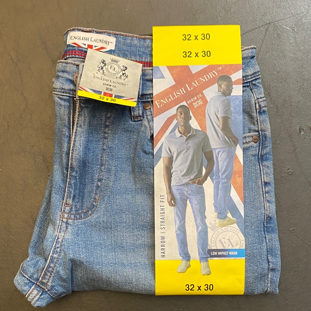 English Laundry Men’s Straight Jeans - Light Blue Denim